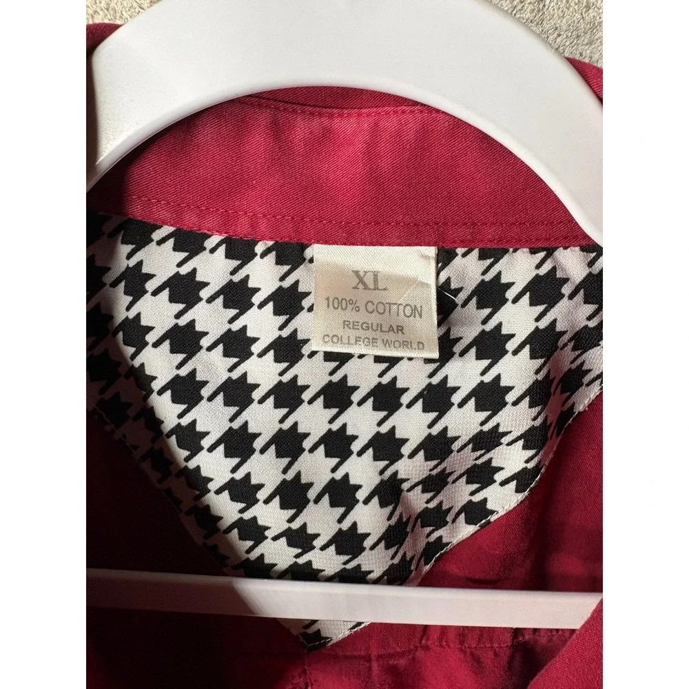 College‎ World Alabama Crimson Tide Mens XL Red Houndstooth Button Down Shirt - Picture 2 of 8